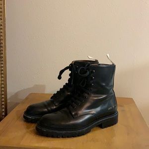 Common Projects Boots Black Leather Combat Moto 37/7